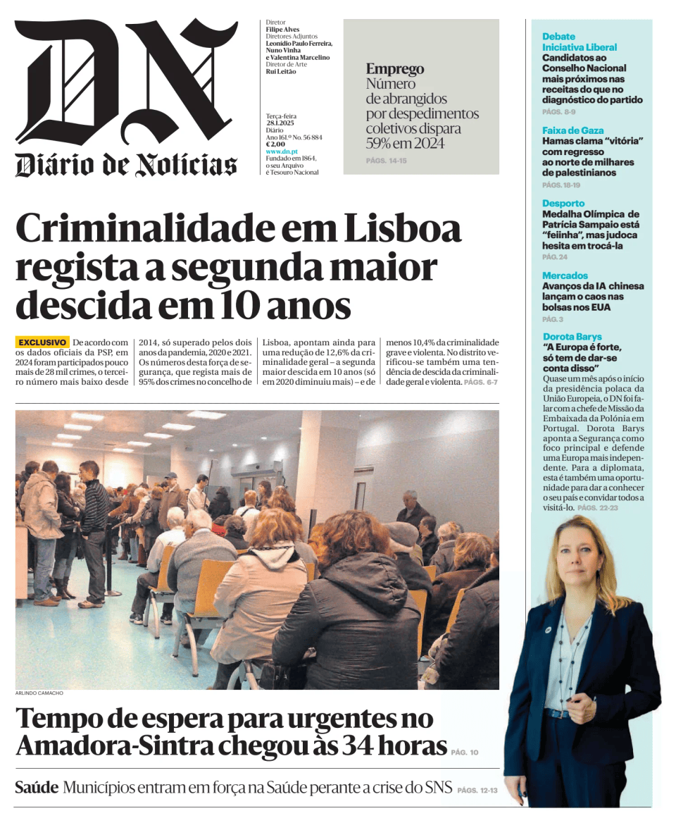 Prima-pagina-Diario de Noticias-edizione-di-oggi-20250128